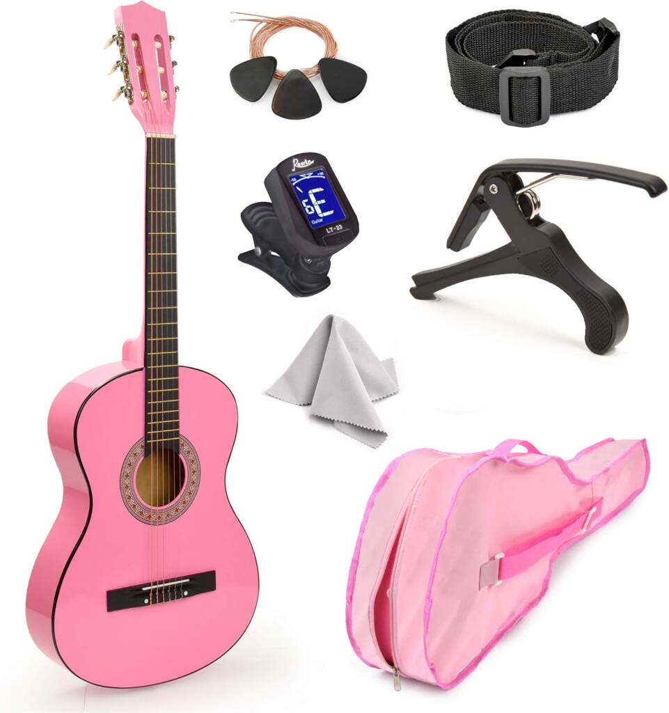 Master Play 30" Pink Classical Guitar for Kids & Beginners – Complete Starter Kit with Case & Accessories